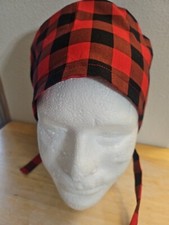SALE: BLACK AND RED CHECKED SURGICAL SCRUB CAP