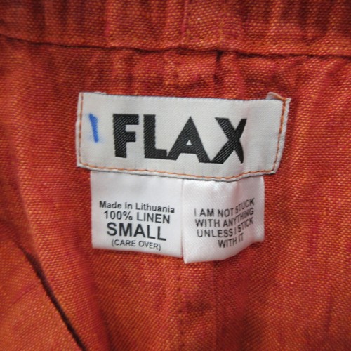 FLAX Designs Linen Skirt Small Solid Orange Maxi Pull-On Elastic Waistband New + - Picture 10 of 15