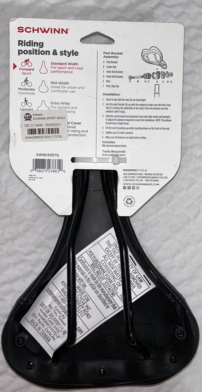 Schwinn Sport Bike Seat w/Soft Foam Padding