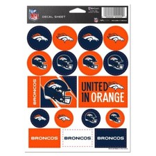 Denver Broncos 5 x 7 Sticker Sheet Free Shipping
