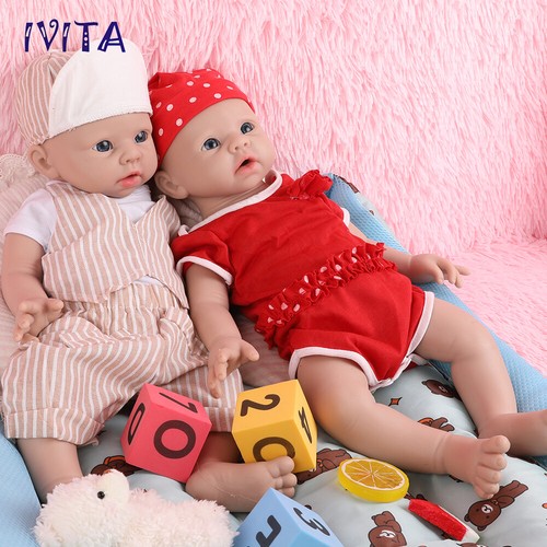 IVITA 19"Cute Boy and Girl Reborn Baby Doll Full Body Silicone Real Touch - Picture 5 of 16