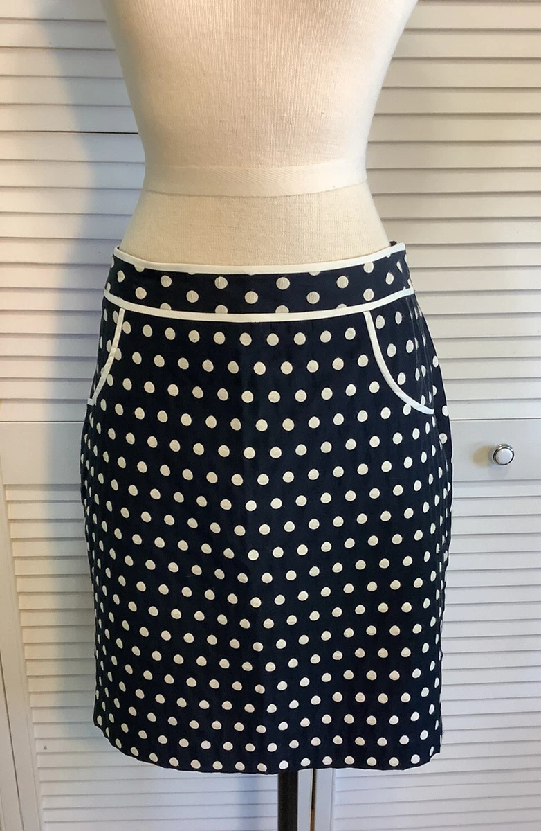 Jupe Crayon The Limited – Bleu à Pois, Taille 4, Longueur Genou, Neuve Avec étiquettes