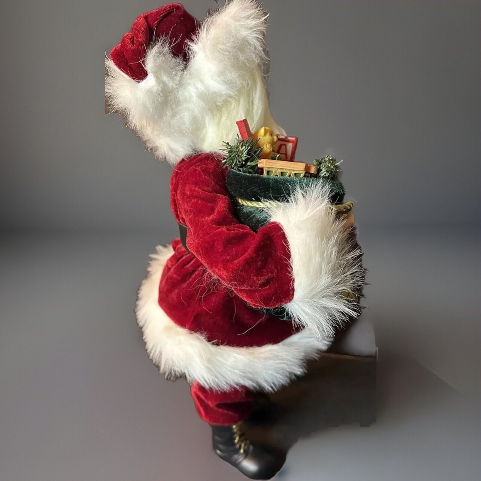 Jolly Santa Decorative Toy Bag Joy Blocks 17 In T Red White Fur Black