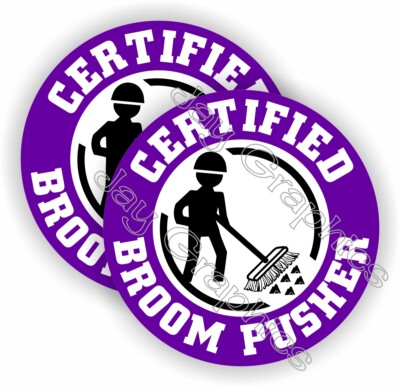 2) Funny Broom Pusher Hard Hat Stickers | Decals Labels Helmet - Foto 8