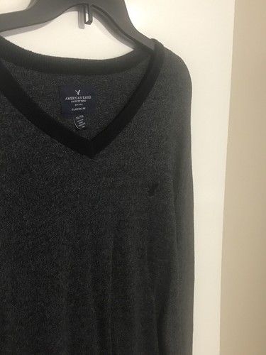 AMERICAN EAGLE AE Mens XL X-Large Gray/Black V-Neck Pull Over L/S Sweater EUC - Picture 3 of 7