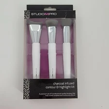 Studio M Pro charcoal infused contour & highlighting kit ~ 3 brush set NEW