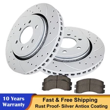 Front Drilled Brake Rotors Disc Ceramic Pads Brakes Kit for 2010-2020 Ford F-150