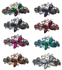JCGY Butterfly Barrette with Beads and Crystals Hair Clip for Women U86800-0053