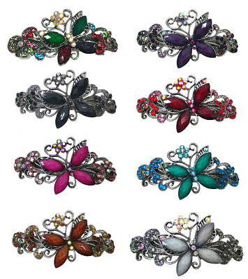 JCGY Butterfly Barrette with Beads and Crystals Hair Clip for Women U86800-0053