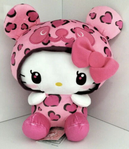 Panda Hello Kitty Plush Doll Leopard Pattern Vivid Pink Ver. New Furyu 29cm Cute - Picture 1 of 5