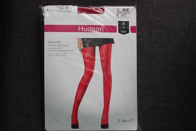 Hudson Fashion Strumpfhose Gr. 40-42 Cherry-Gloss Brokatmuster Blumen Neu OVP