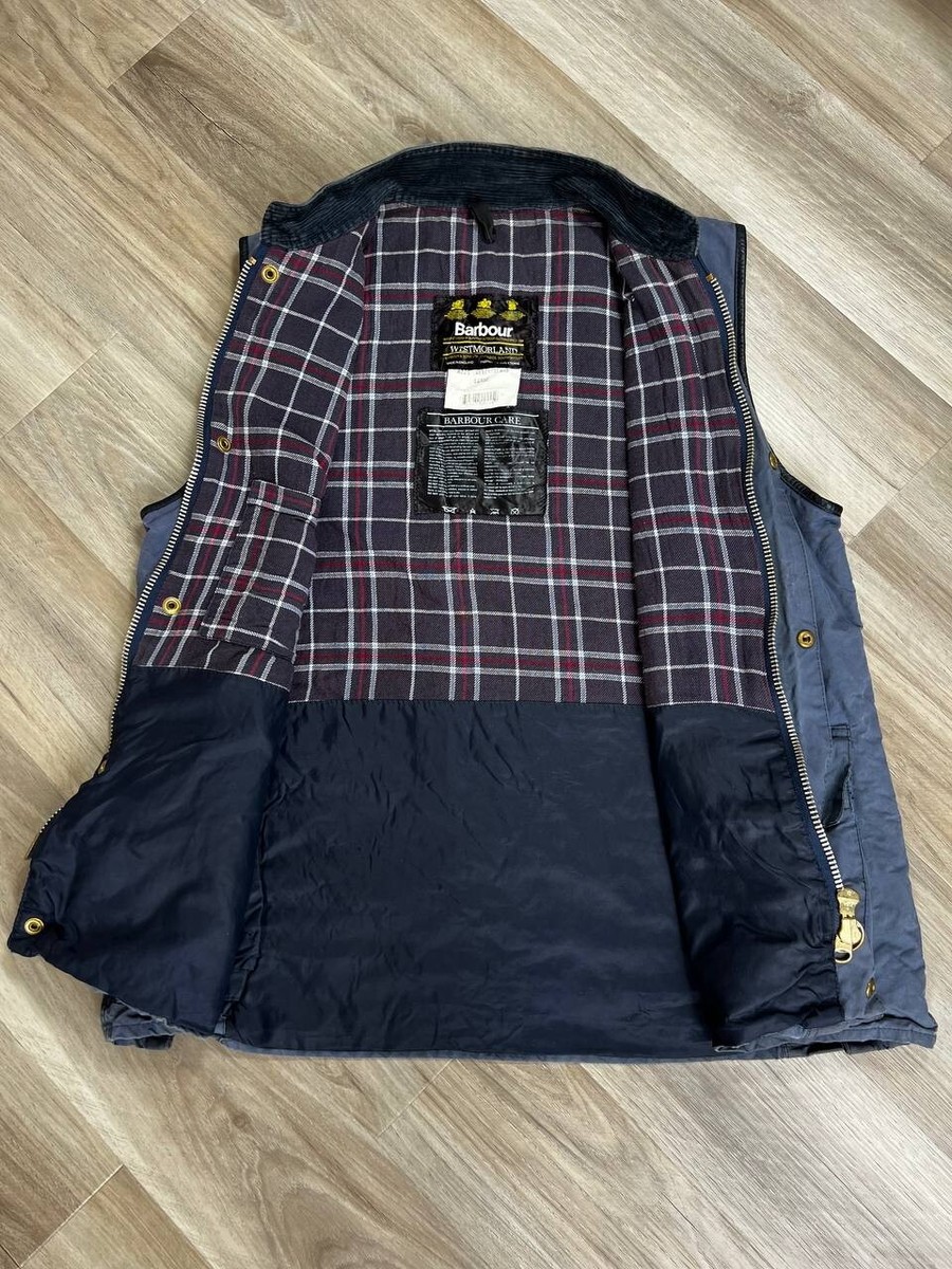 Barbour Vintage A225 Westmorland Waxed Gilet Wax Jacket Navy Size