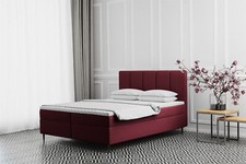Boxspringbett Schlafzimmerbett MARAL 160x220cm in Stoff Monolith Weinrot