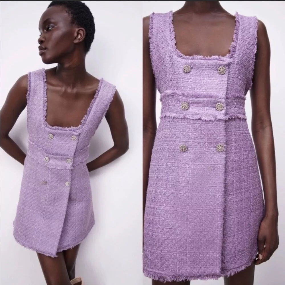 Pink tweed top dress zara