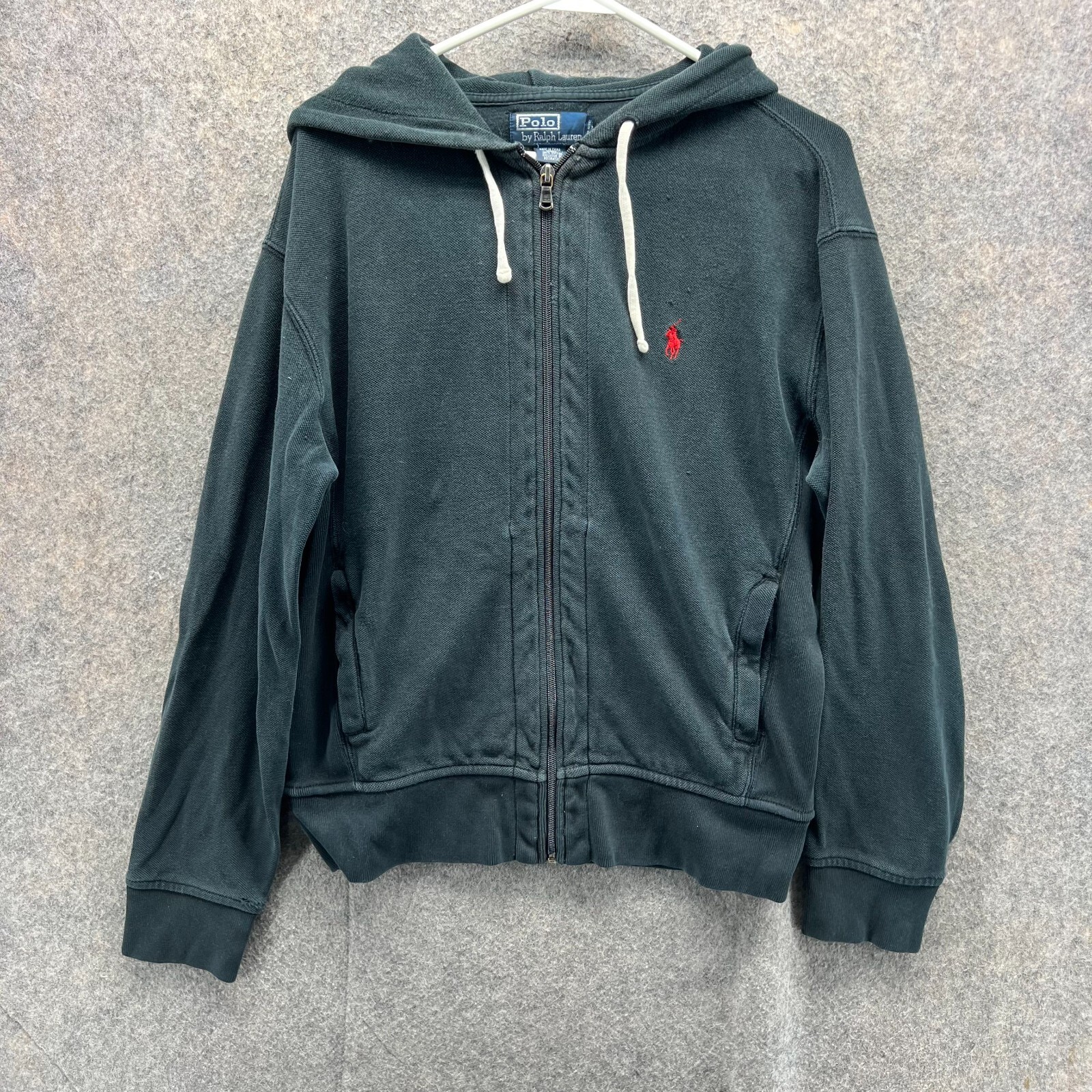 Polo Ralph Lauren maglione donna nero medio full zip cappuccio giacca pony pile