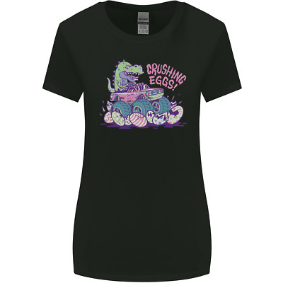 Crushing Eggs Easter T-Rex Dinosaur Monster Truck Womens Wider Cut T-Shirt