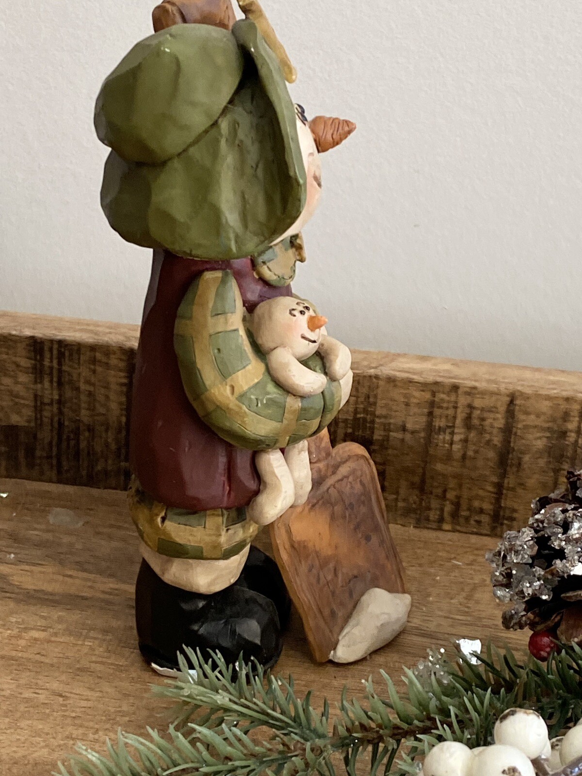 Blossom Bucket Winter Christmas Snow Woman Lady Figurine Shovel Baby Suzi