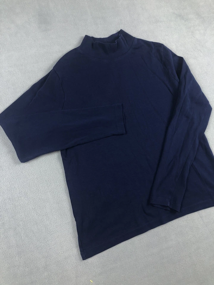 Camiseta Kim Rogers Mujer L Manga Larga Azul Marino Cuello Simulado Algodón Foto 2 de 4