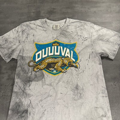Jacksonville Jaguars Duval Shirt L/M Gray Acid Wash Tie Dye Retro Banned Logo