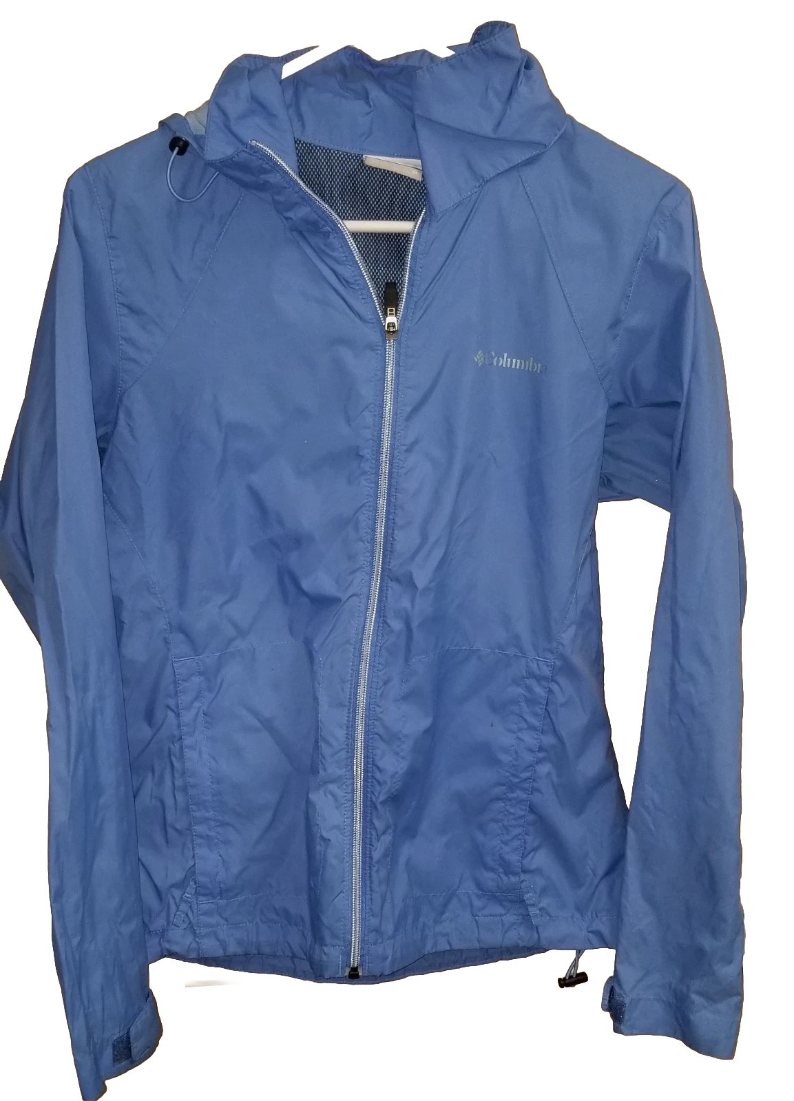 Columbia Sportswear Jacket Medium Blue Windbreaker Rain Zip Hood Light Coat