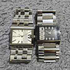 Police 2x Quartz Watches Steel White/Black. Both Require A New Battery But Work.