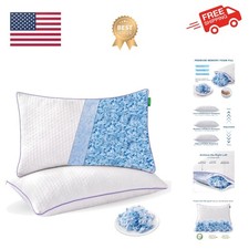Cooling Bed Pillows Queen Size Set of 2 - Shredded Memory Foam Pillows for Sl...