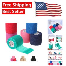 Colorful Self-Stick Bandage Wrap, 6 Rolls 2" x 5 Yards for Medical  Pet Care