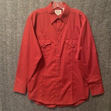 NEW Ely Cattleman Western Shirt Mens Large 16.5 Red Pearl Snap Cowboy Rodeo