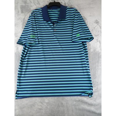 Adidas Striped Golf Polo Shirt Knoll Country Club 1929 Crest Navy Green XL