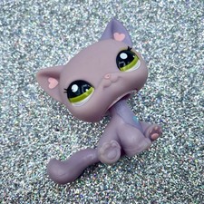 Hasbro LPS Littlest Pet Shop 1994 Sitting Shorthair Cat Kitten Hears Feline EUC