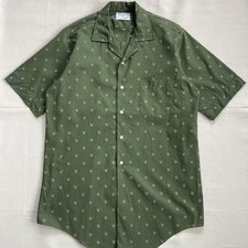 Vintage 50s 60s Shapely Atomic Novelty Print Loop Collar Rockabilly Shirt