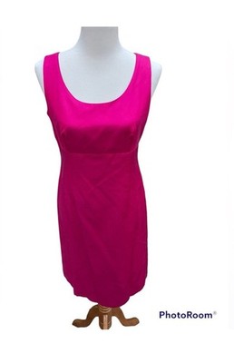 Talbots Petites Raspberry Silk Satin Lined Form Fitting Sheath Dress Size 6