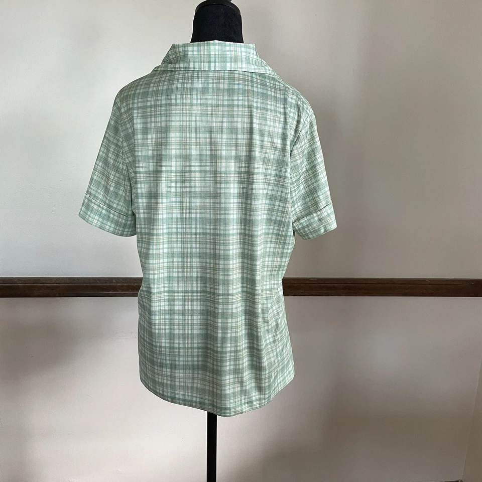 Camisa Polo Vintage Años 70 Smartique A Cuadros Hombres M Mujeres XL Verde Blanco Pullover Boho Foto 2 de 4
