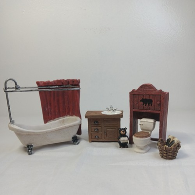 #ad Northwoods Mini Bathroom Set For A Dollhouse 36517 Open Box $24.99