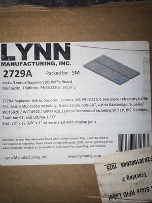 LYNN- ASTRIA/LENNOX/SUPERIOR/BIS BAFFLE BOARD. PR-ISO2205. Set 2.  23 x12-3/8  1