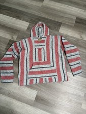 BAJA JOE Aztec Mexican Blanket Men Hoodie Drug Rug Pullover Sweatshirt XL Hippie