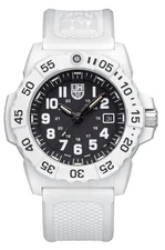 NEW Luminox Men Watch Navy Seal Quartz Black Dial White Rubber Strap XS.3507.WB