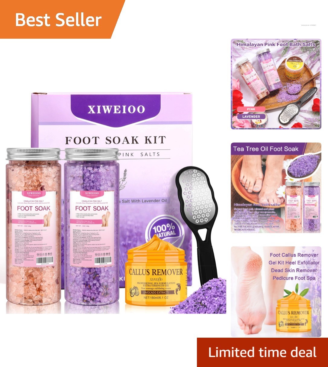 Luxury Himalayan Pink Foot Soak Set - Lavender & Rose Spa Ki