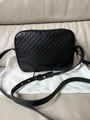 Authentische Gucci Micro Guccissima GG Bree Leder Umhängetasche - schwarz