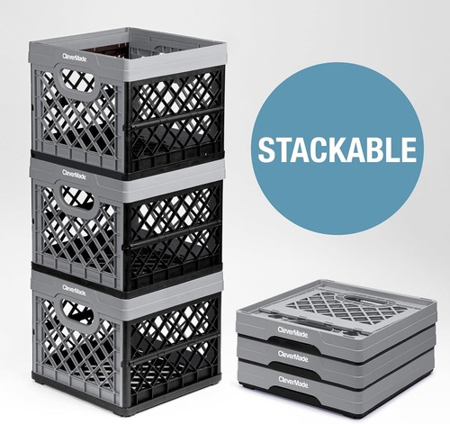 Cajón de leche plegable, obsidiana, 1 paquete - contenedores de almacenamiento apilables de 25 L (6 galones), H... - Imagen 6 de 9