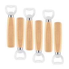 6x Wooden Bottle Opener Stainless Steel Beer Wine Bar Tool Gift Set UK