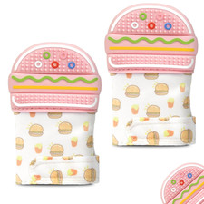 2Pack Silicone Teething Mitt, Hamburger Baby Teething Toy for 0-6 6-12 Months, F