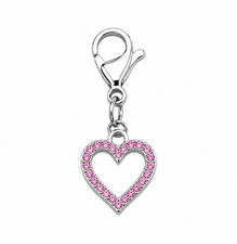 Heart Charm Clip-on Charm Pink Rhinestones Purse Clip Keychain Accessory