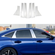 6 PCS Stainless Steel Chrome Silver Window Pillar Post Trims for Honda 11th G...