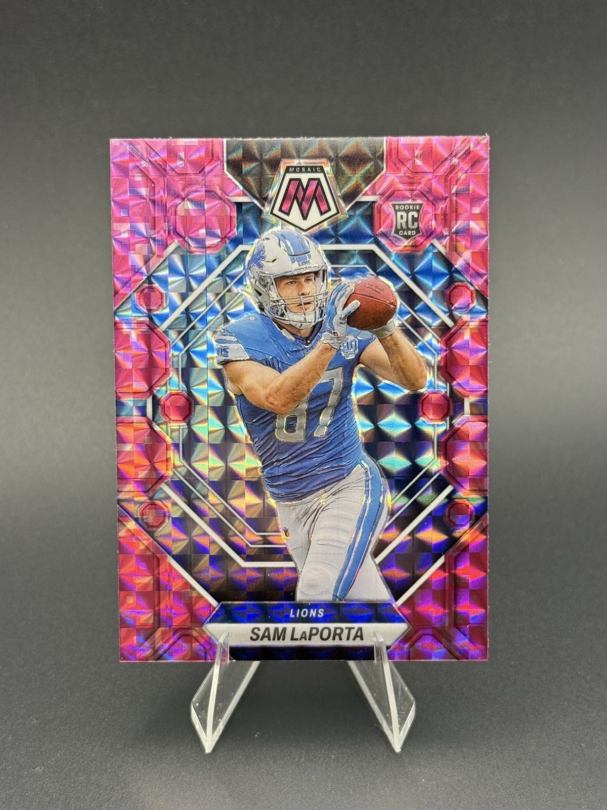 2023 Panini Mosaic - Rookies Sam LaPorta #360 Camo Pink Mosaic Prizm (RC)