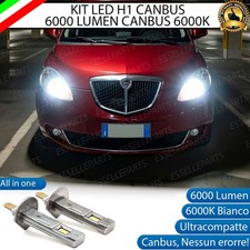 KIT LED H1 PER LANCIA YPSILON 843 CON FARI LENTICOLARI ABBAGLIANTI 6000 LUMEN