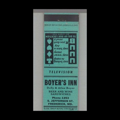 Matchbook Cover - Playing Card Suit - Boyer's Inn Frederick, MD