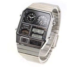 CITIZEN Ana-Digi Temp JG2101-78E Silver Watch Vintage Japan New