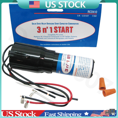 #ad 3N1 Hard Start Kit Relay Suitable For Refrigerator Freezer Capacitor 115V RCO410 $9.55
