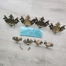 8 Vintage Brass Drawer Pulls, Large And Small 